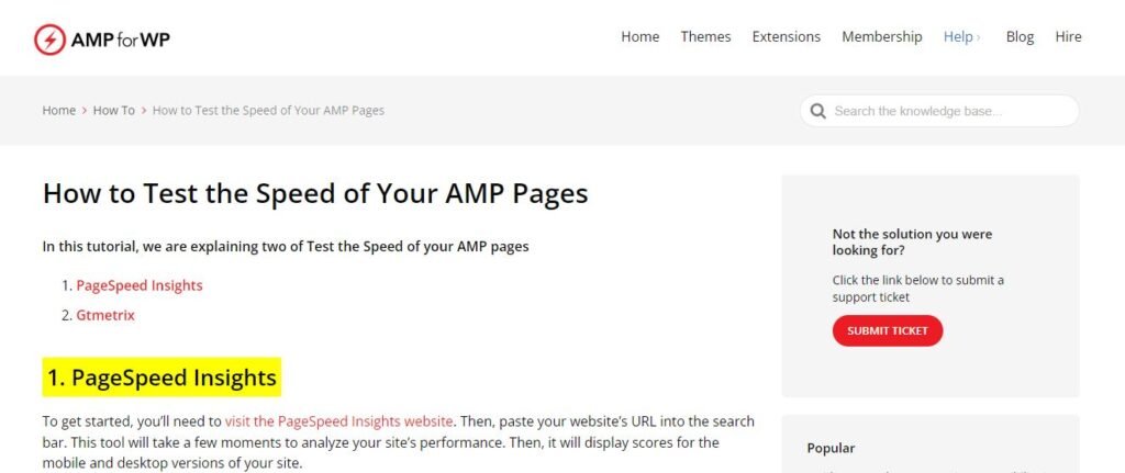 AMP for page insights